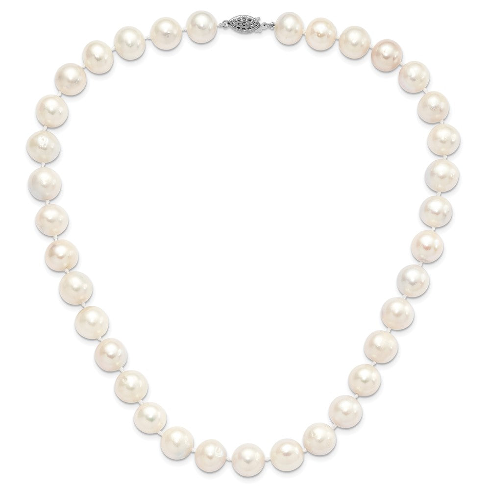 Sterling Silver Rhodium-plated 12-13mm White Near-Round Freshwater Cultured Pearl 18 inch Necklace 18 Inches
