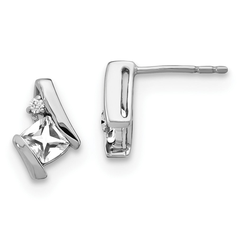 Sterling Silver Checkerboard WHTOP & Diamond Earrings