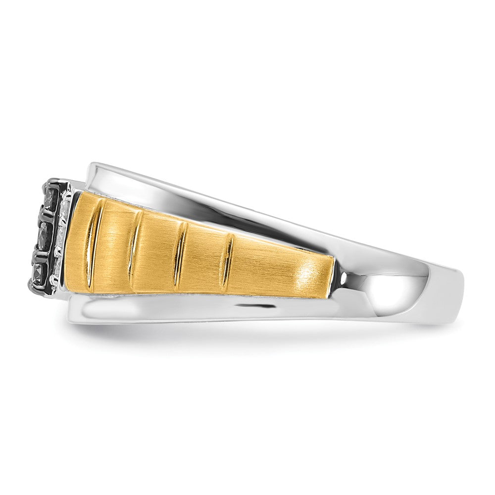10K Two-tone Polished and Brushed White and Brown Diamond Ring