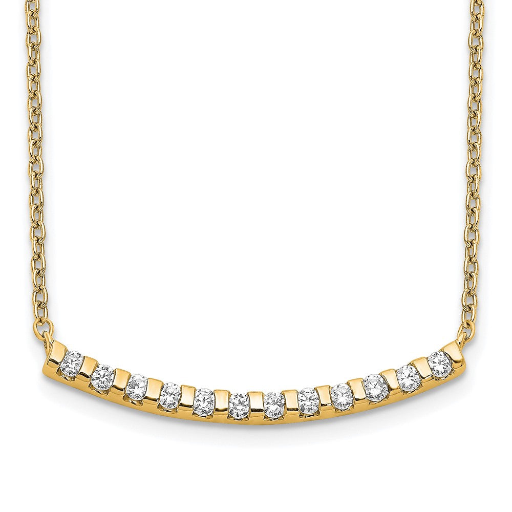 14k 1/4 carat Lab Grown Diamond VS/SI+ G+ 18 inch Curved Bar Necklace