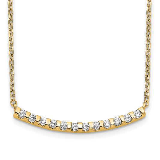 14k 1/4 carat Lab Grown Diamond VS/SI+ G+ 18 inch Curved Bar Necklace
