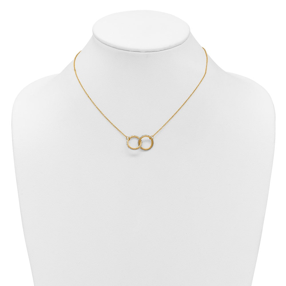 14KTT Pol/Texture/Dia-cut Circles w/ 2in Ext. Necklace