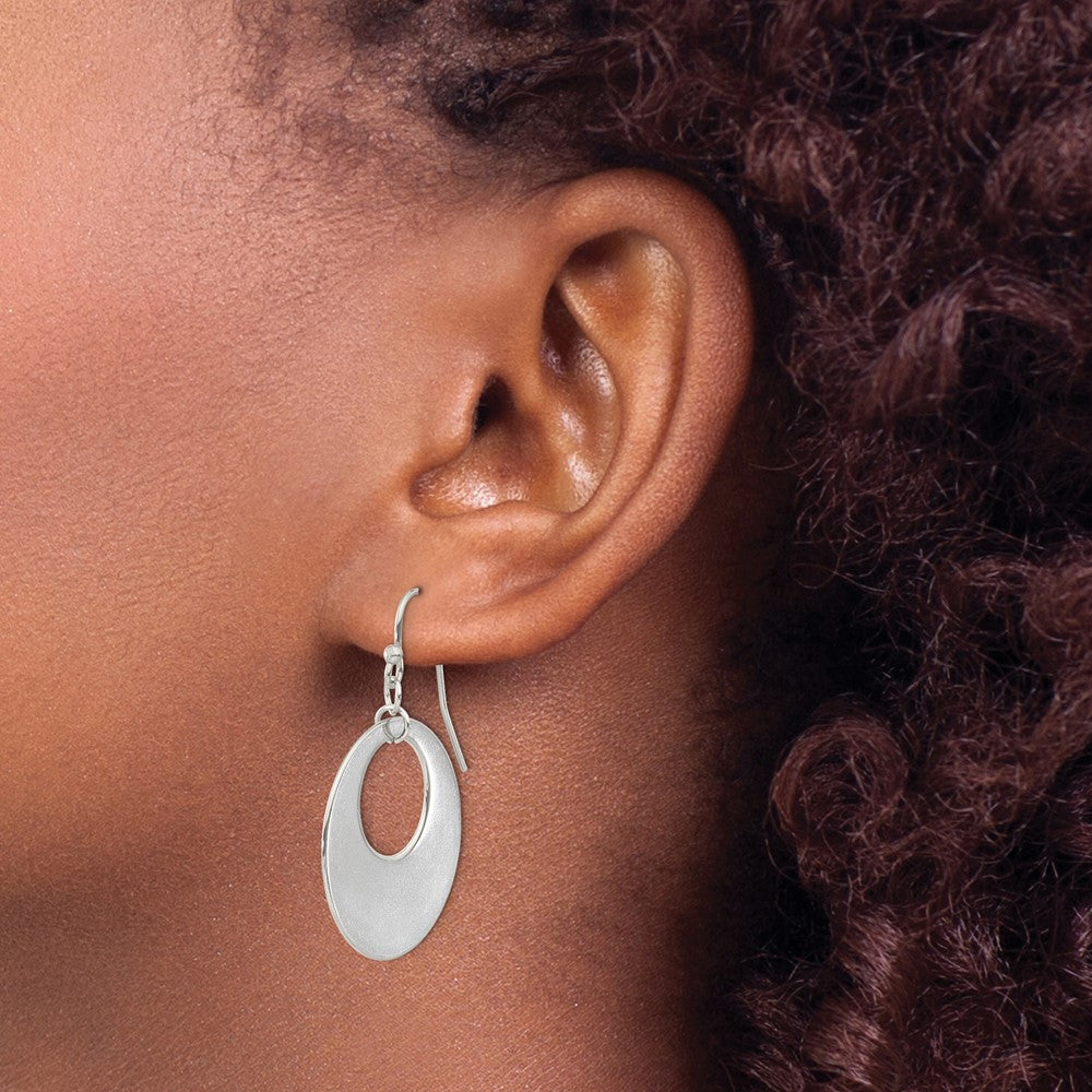 Stainless Steel Polished Circles Dangle Shepherd Hook Earrings
