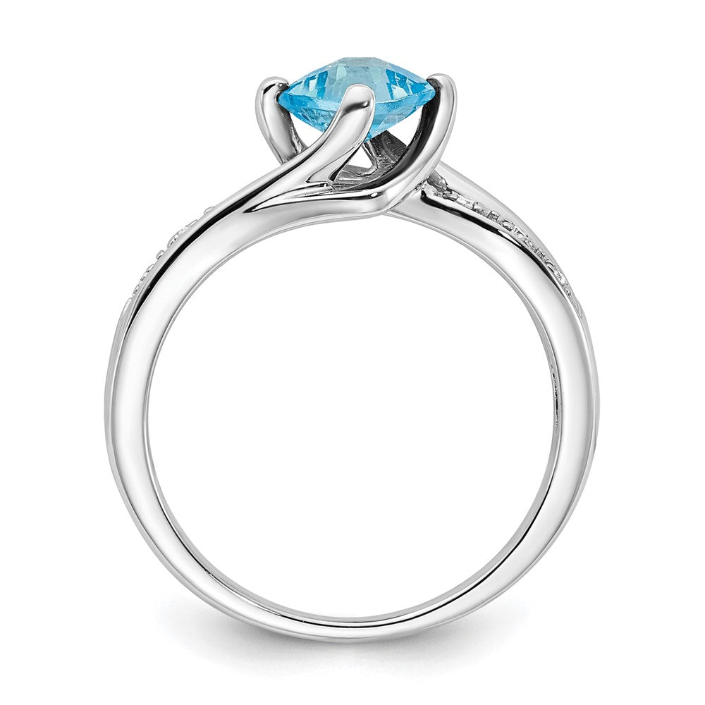 Sterling Silver Blue Topaz & Diamond Ring