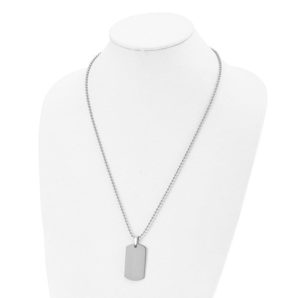 Stainless Steel Brushed & Polished Round Edge 2mm Dog Tag 24in Necklace