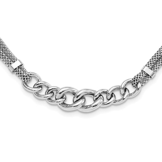 Sterling Silver Rhodium-plated Fancy Chain w/2in Ext. 2-strand Necklace