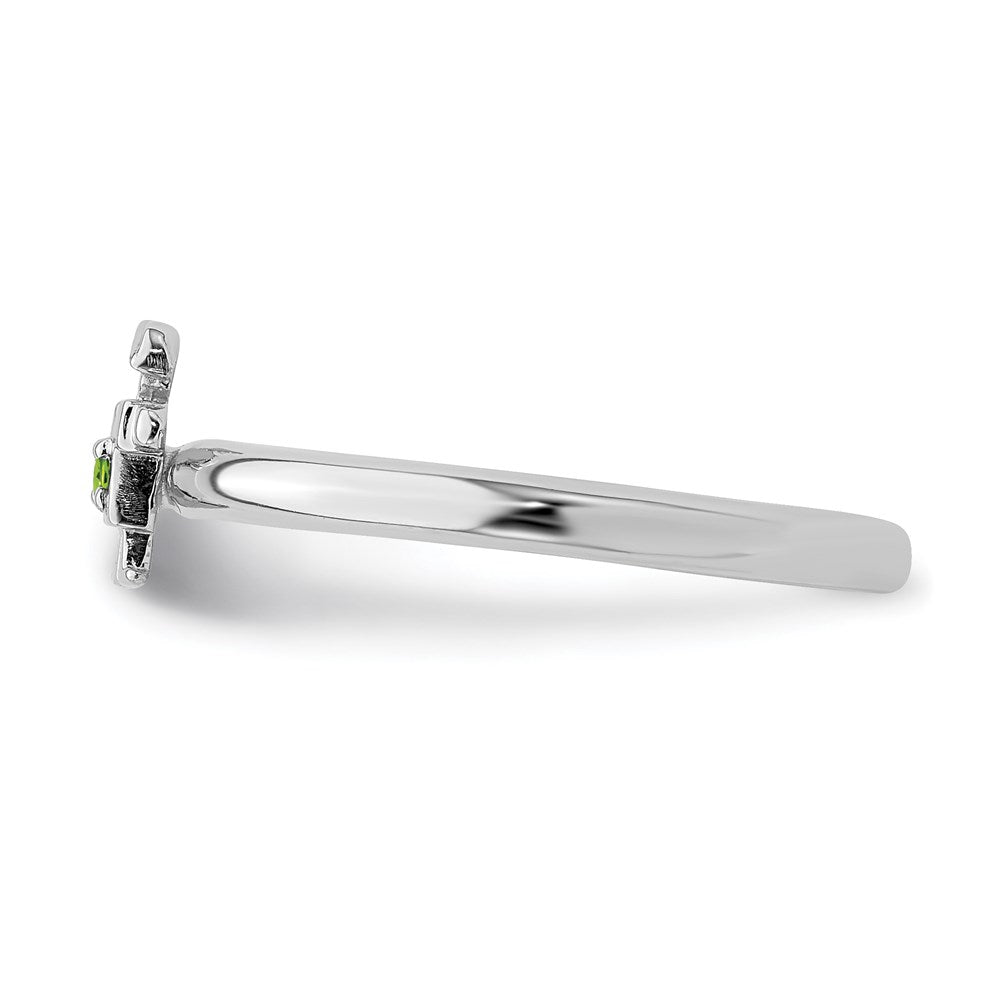 Sterling Silver Stackable Expressions Rhodium Peridot Boy Ring