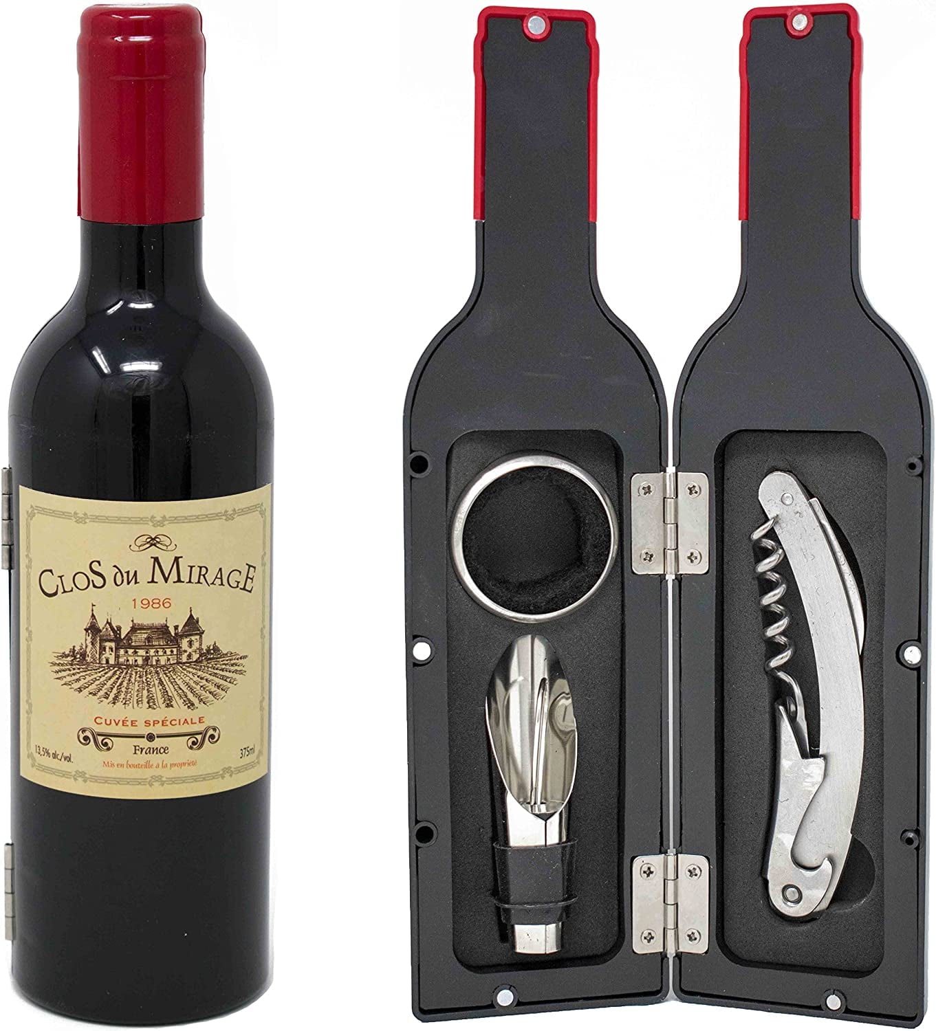 Rectangle Wooden Wine Bottle Accessory (5-piece) Gift Set