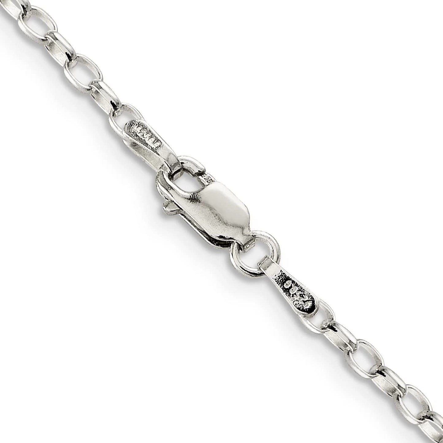 Sterling Silver 2.5mm Oval Fancy Rolo Chain 7 inches