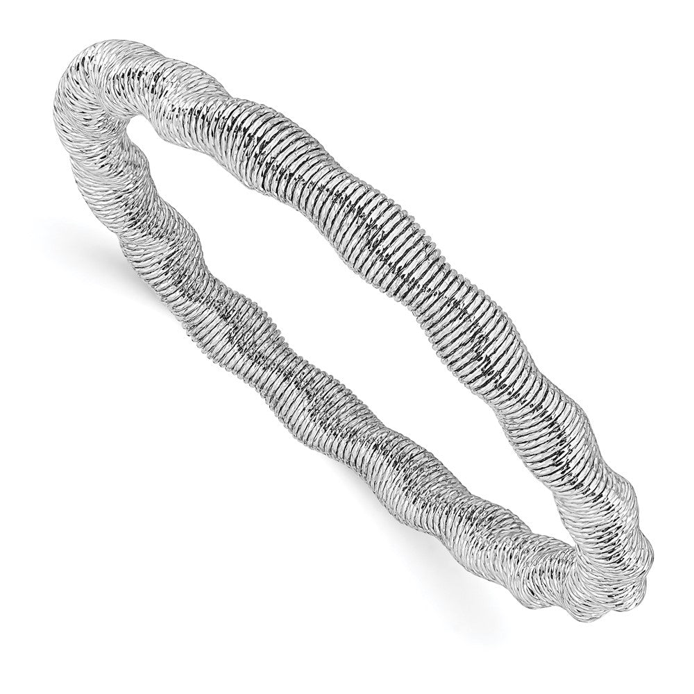 Sterling Silver Rhodium-plated Stretch Bangle