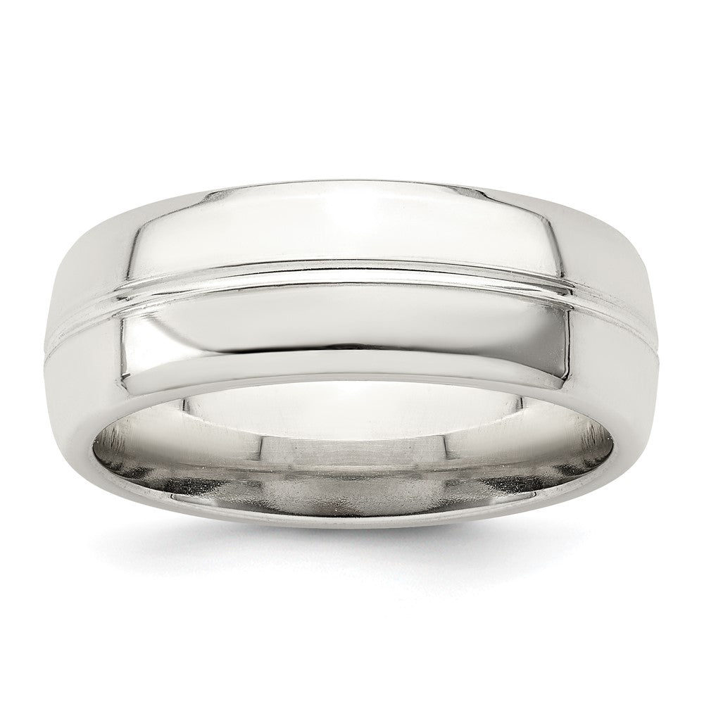 Sterling Silver 7mm Polished Domed Grooved Fancy Band Size 10