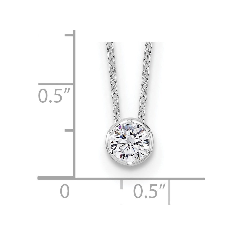 True Origin 14k White Gold 1/2 carat Lab Grown Diamond VS DEF 18 inch Solitaire Slide Necklace