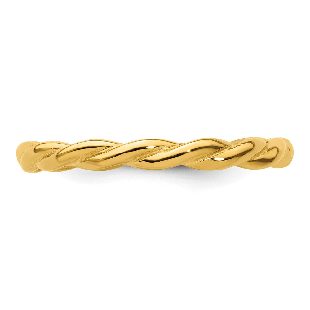 Sterling Silver Stackable Expressions Yellow-plated Twist Ring Size -9