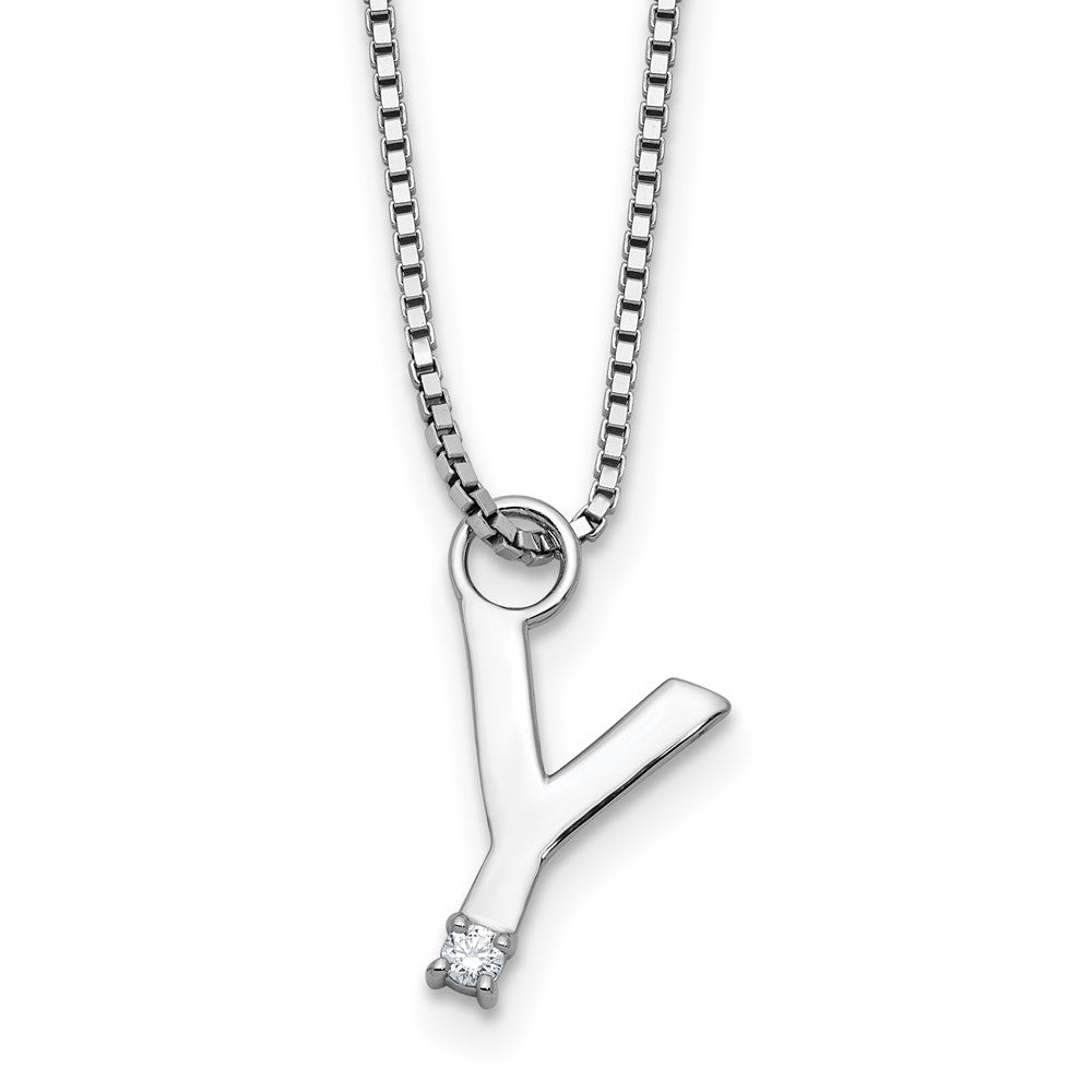 White Ice Sterling Silver Rhodium-plated 18 inch Diamond Letter Y Initial Necklace plus 2 inch Extender 18 Inches