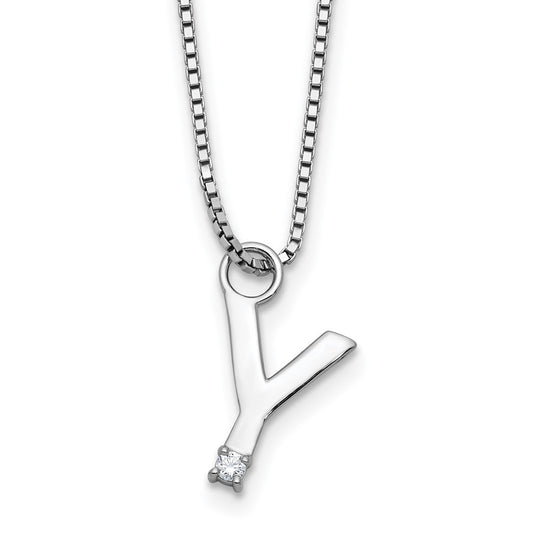 White Ice Sterling Silver Rhodium-plated 18 inch Diamond Letter Y Initial Necklace plus 2 inch Extender 18 Inches