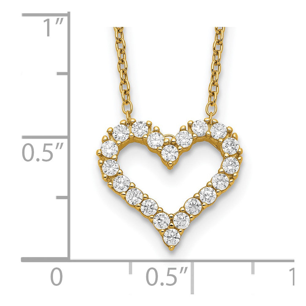 Sterling Silver Gold-tone CZ Heart w/ 2in ext. Necklace 16 Inches