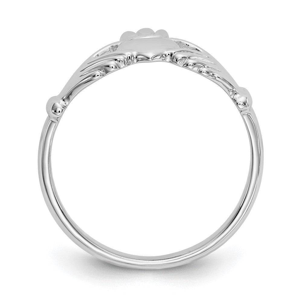 14k White Gold Polished Claddagh Ring Size 6.5