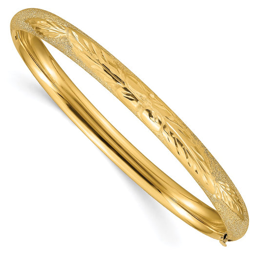 14k 4/16 Laser Cut Hinged Bangle Bracelet 7  inches