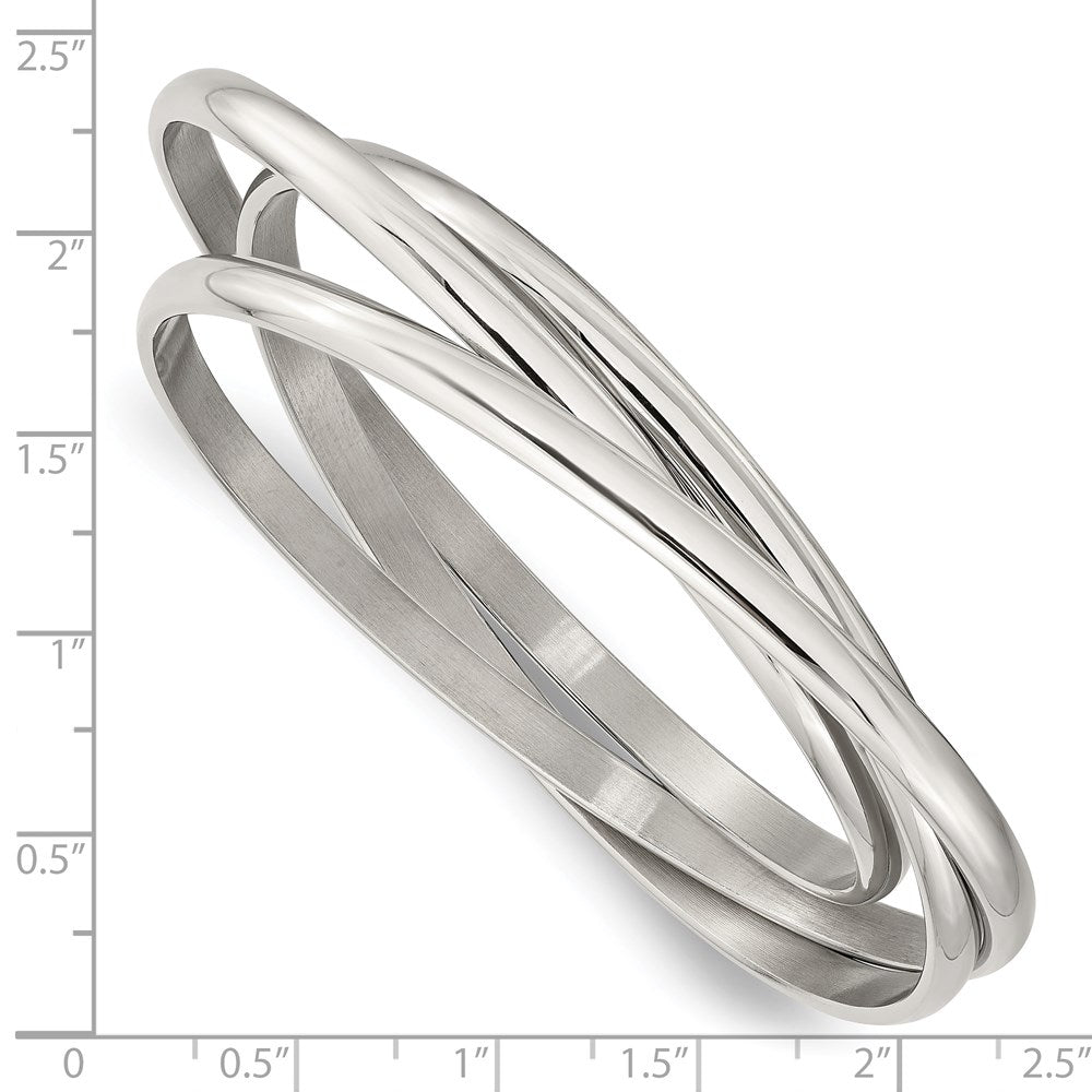 Stainless Steel Polished Intertwined Bangles 7 inches