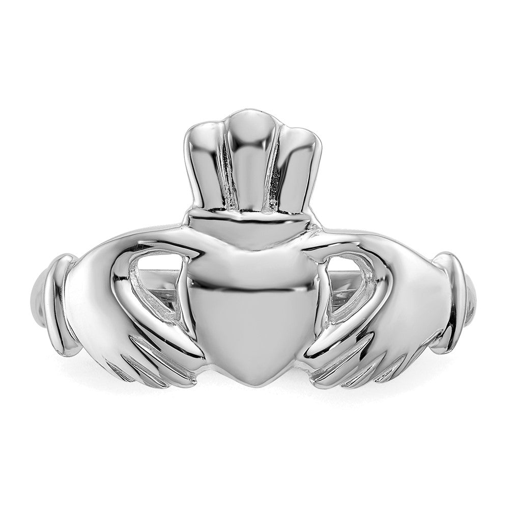 14k White Gold Polished Claddagh Ring Size 7