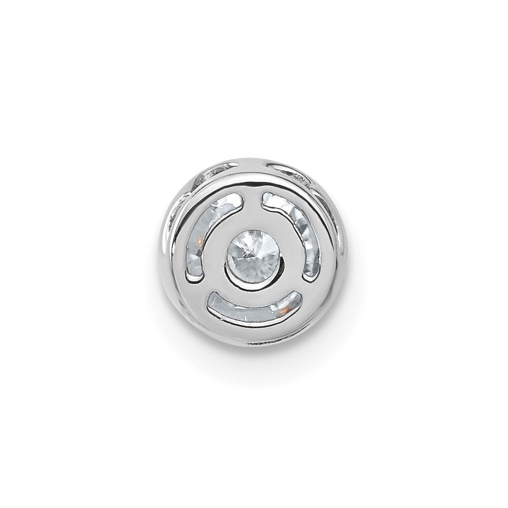 14k White Gold Round Bezel D E F Pure Light Moissanite Chain Slide