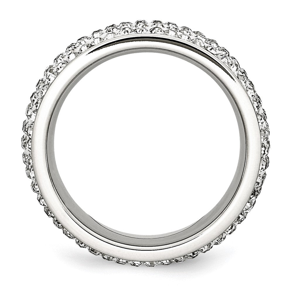 Stainless Steel Polished w/Crystal 9mm Band Size - 9