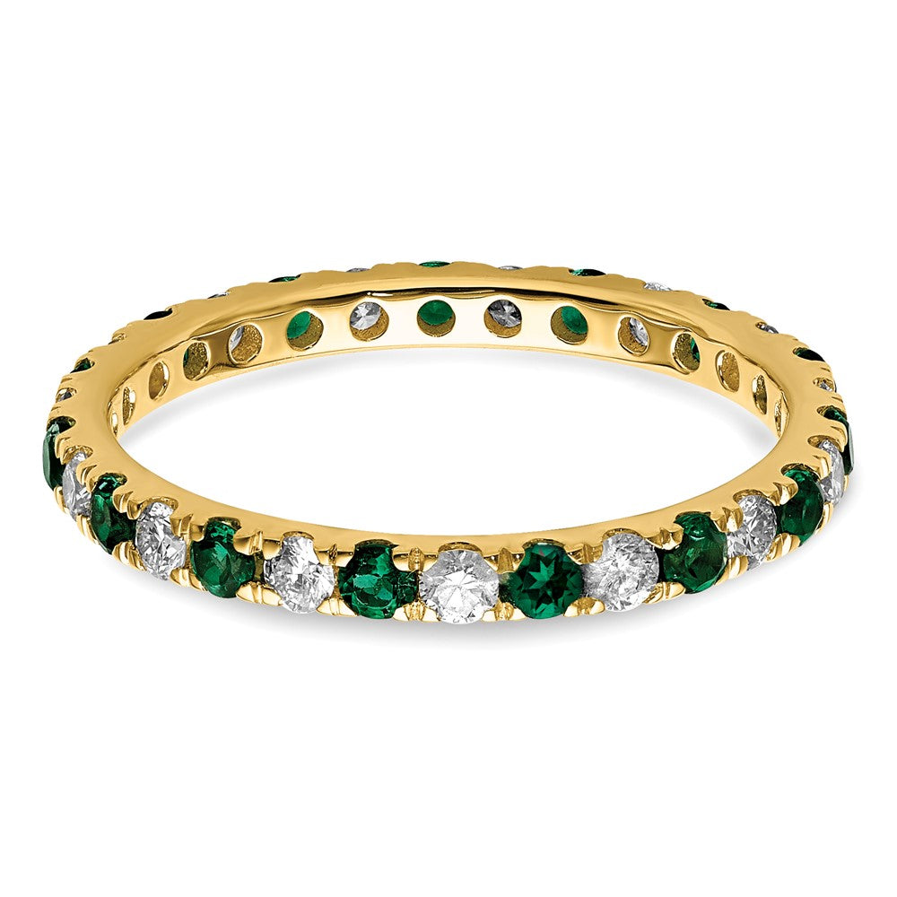 14k 1/2 carat Lab Grown Diamond VS/SI+ G+ and Lab Created Emerald Size 8.5 Eternity Band