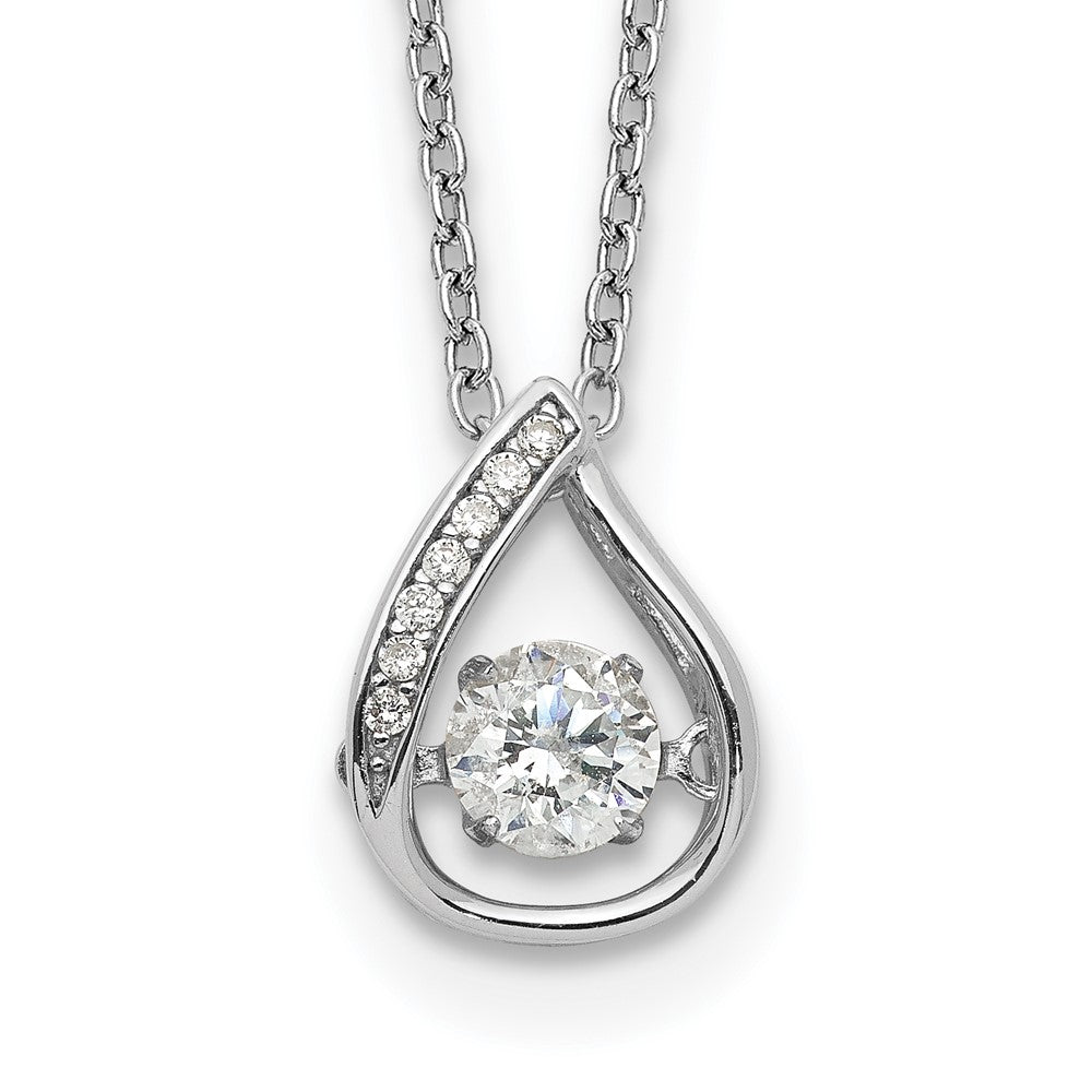 Cheryl M Sterling Silver Rhodium-plated Brilliant-cut Vibrant CZ Teardrop 18 Inch Necklace 18 Inches