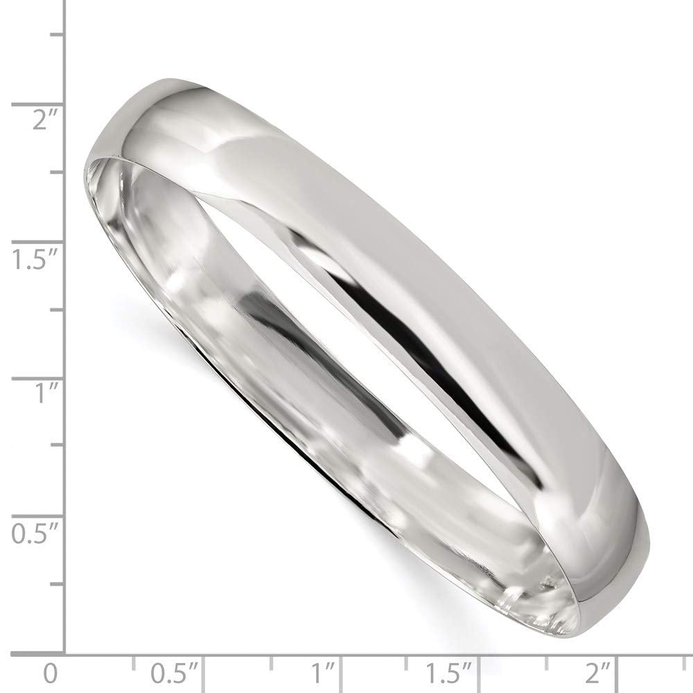 Sterling Silver 9.75mm Solid Polished Plain Slip-On Bangle Bracelet 7.5 inches