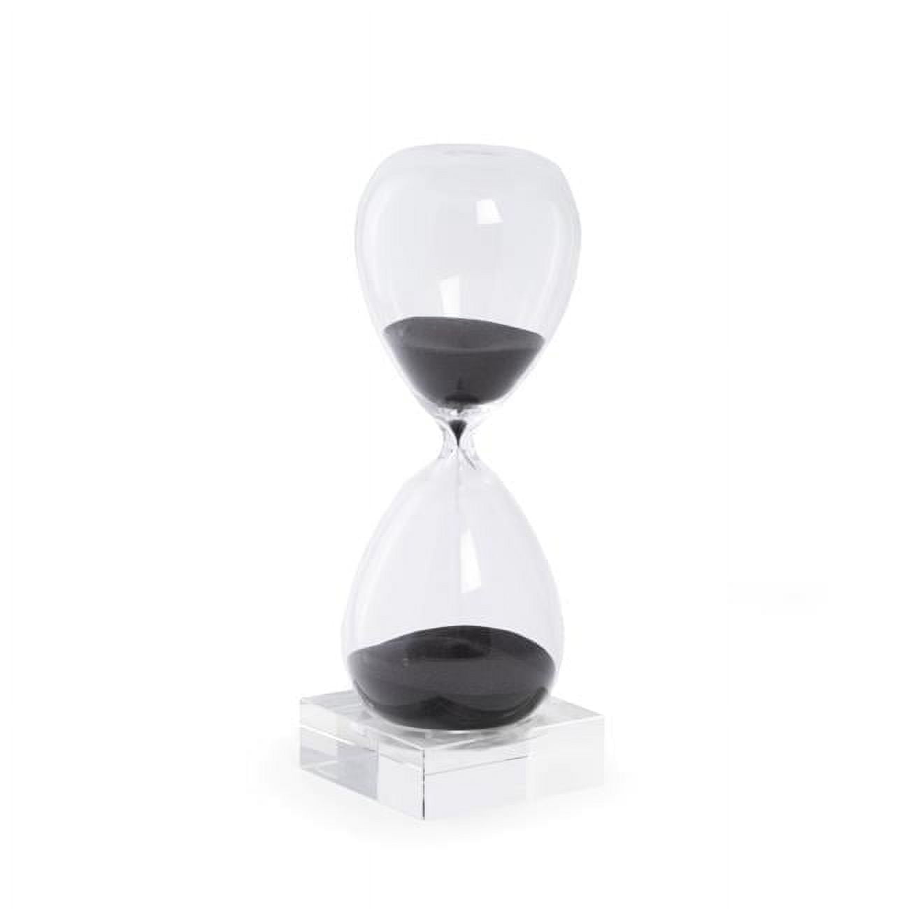 Black Sand Hand-blown Glass 60-Minute Hourglass with Stand Q-GM20948