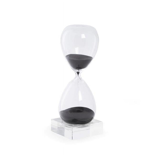 Black Sand Hand-blown Glass 60-Minute Hourglass with Stand Q-GM20948