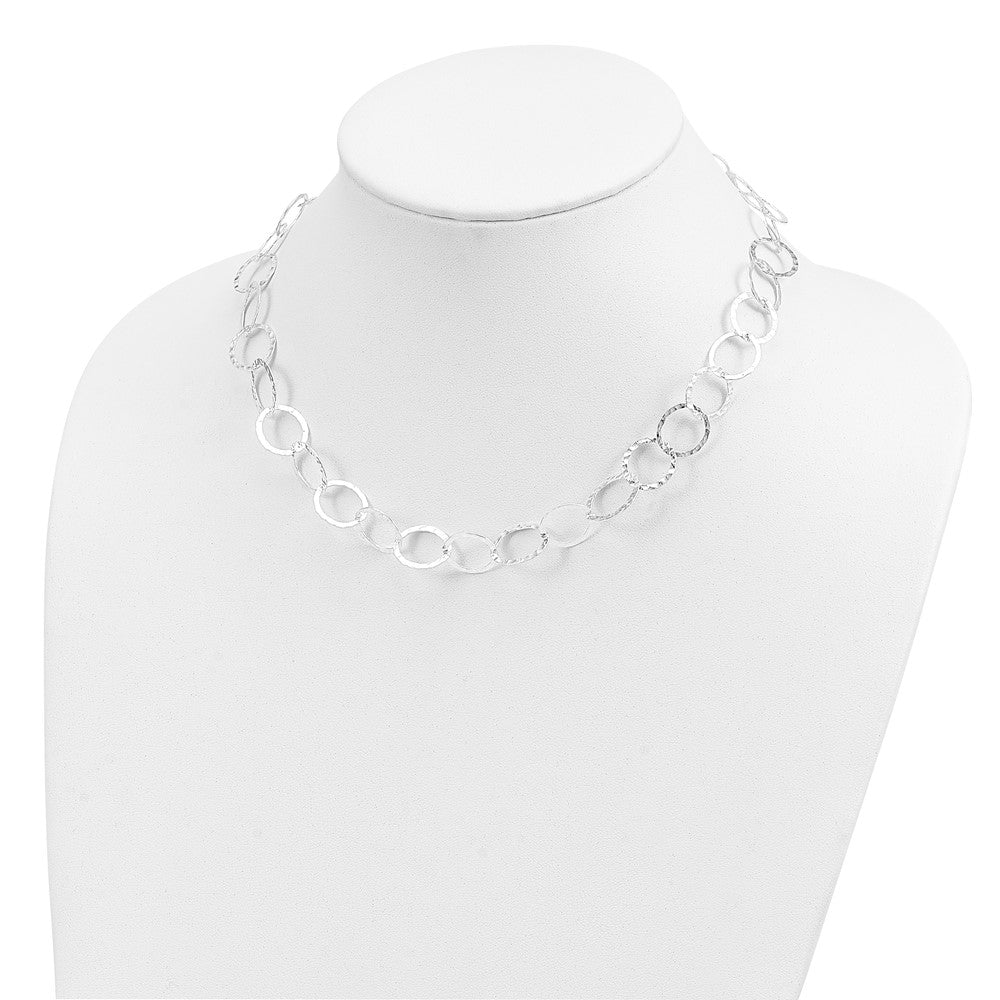 Sterling Silver Fancy Hammered Necklace 18 Inches