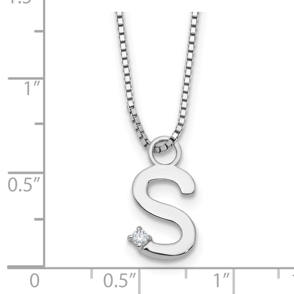 White Ice Sterling Silver Rhodium-plated 18 inch Diamond Letter S Initial Necklace plus 2 inch Extender 18 Inches