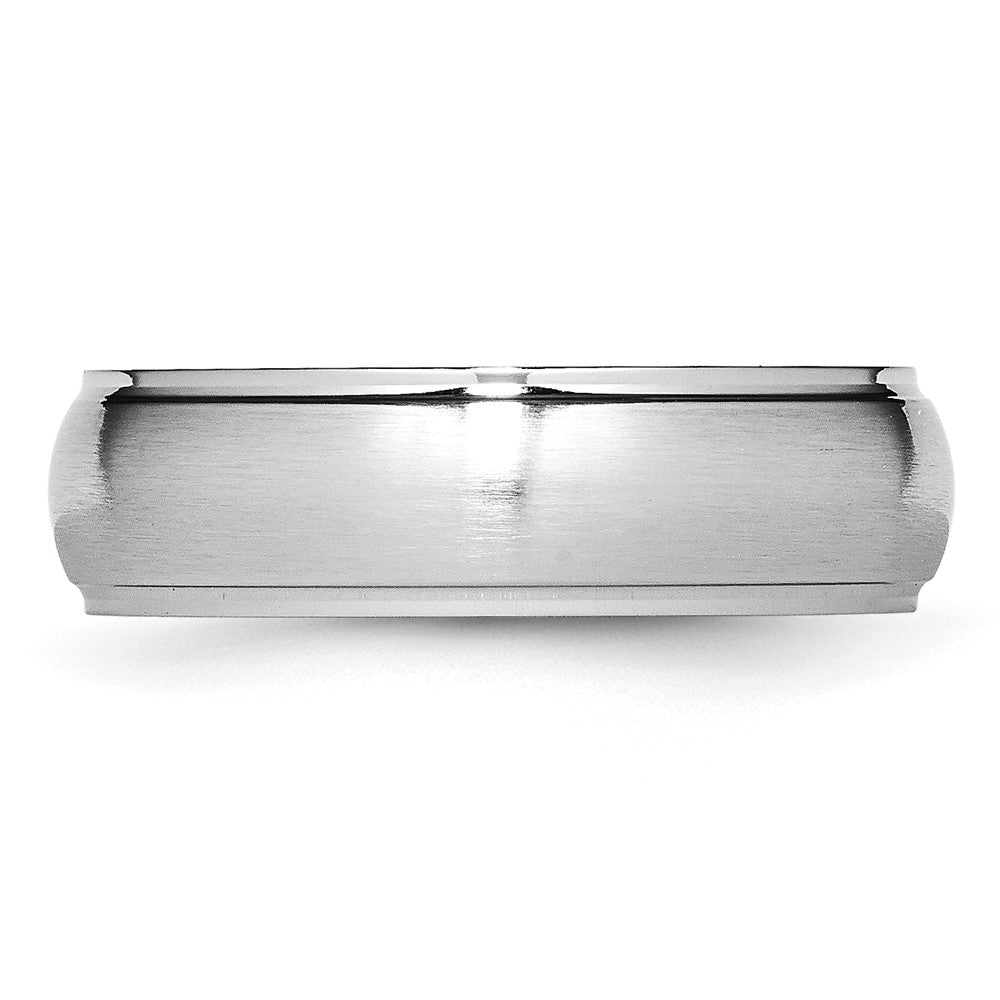 Cobalt Satin and Polished 7mm Ridged Edge Band Size - 11