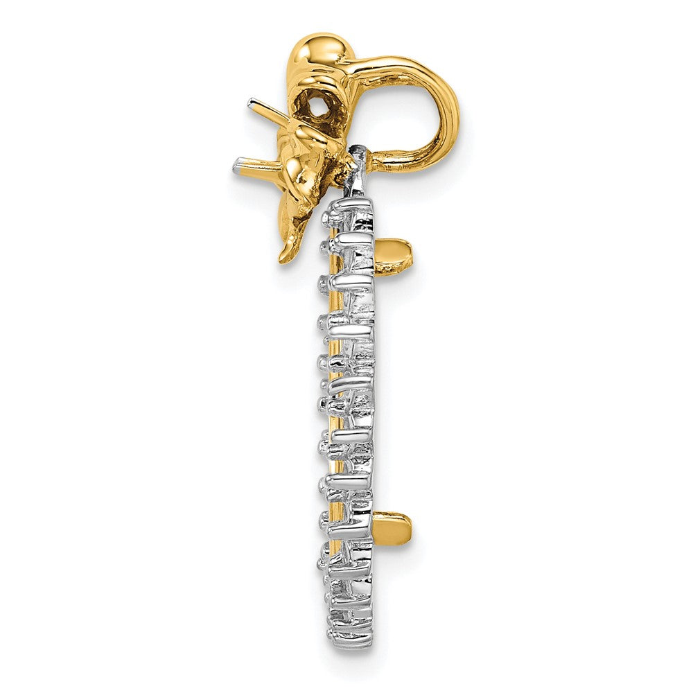 Wideband Distinguished Coin Jewelry 14k Two-tone Polished Diamond Bow 16.5mm Prong Coin Bezel Chain Slide Mounting
