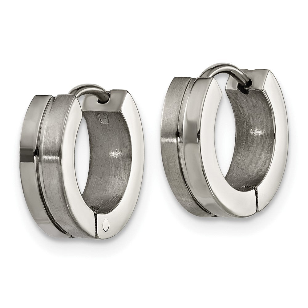 Titanium Brushed and Polished 4mm Huggie Hoop Earrings