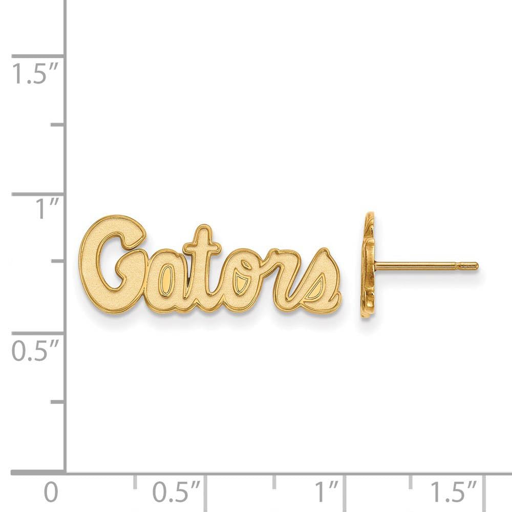 Sterling Silver Gold-plated LogoArt University of Florida Gators Script Extra Small Post Earrings Q-GP082UFL