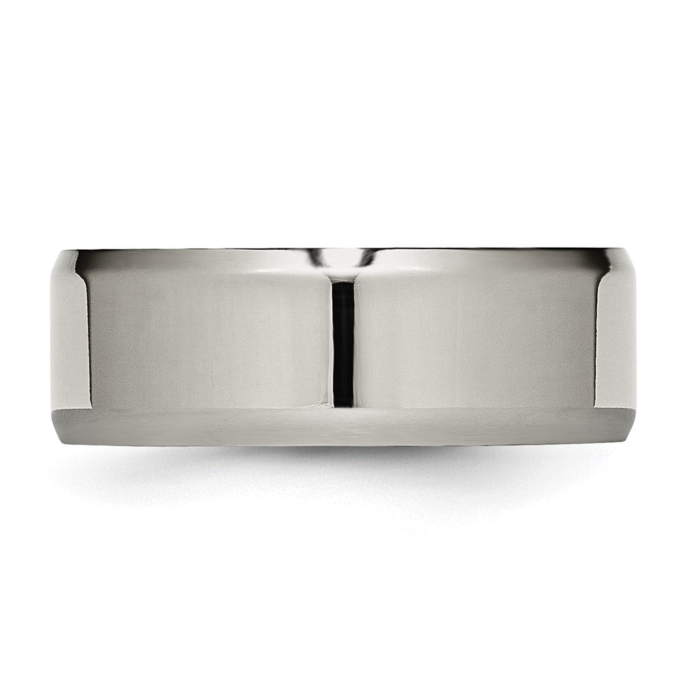 Titanium Polished 8mm Beveled Edge Band Size - 13.5