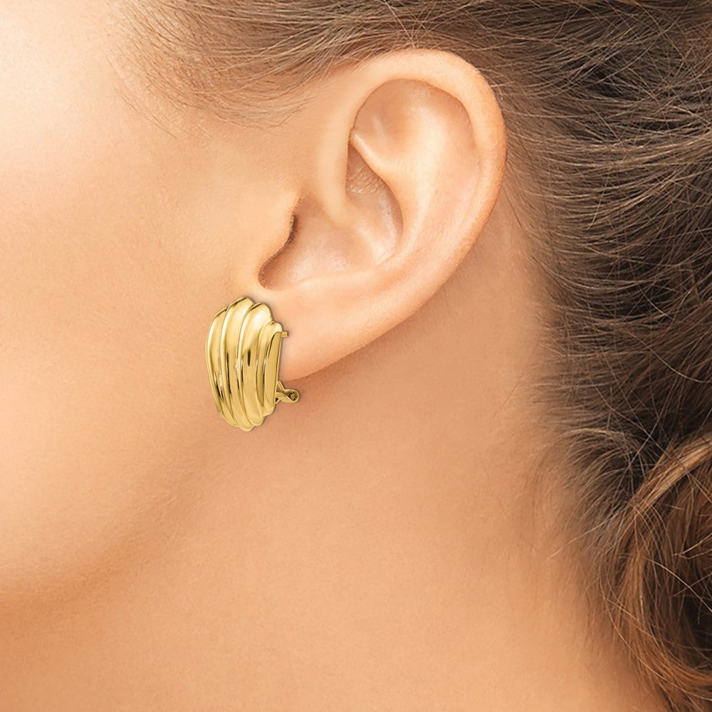 14k Polished Fancy Omega Back Post Earrings