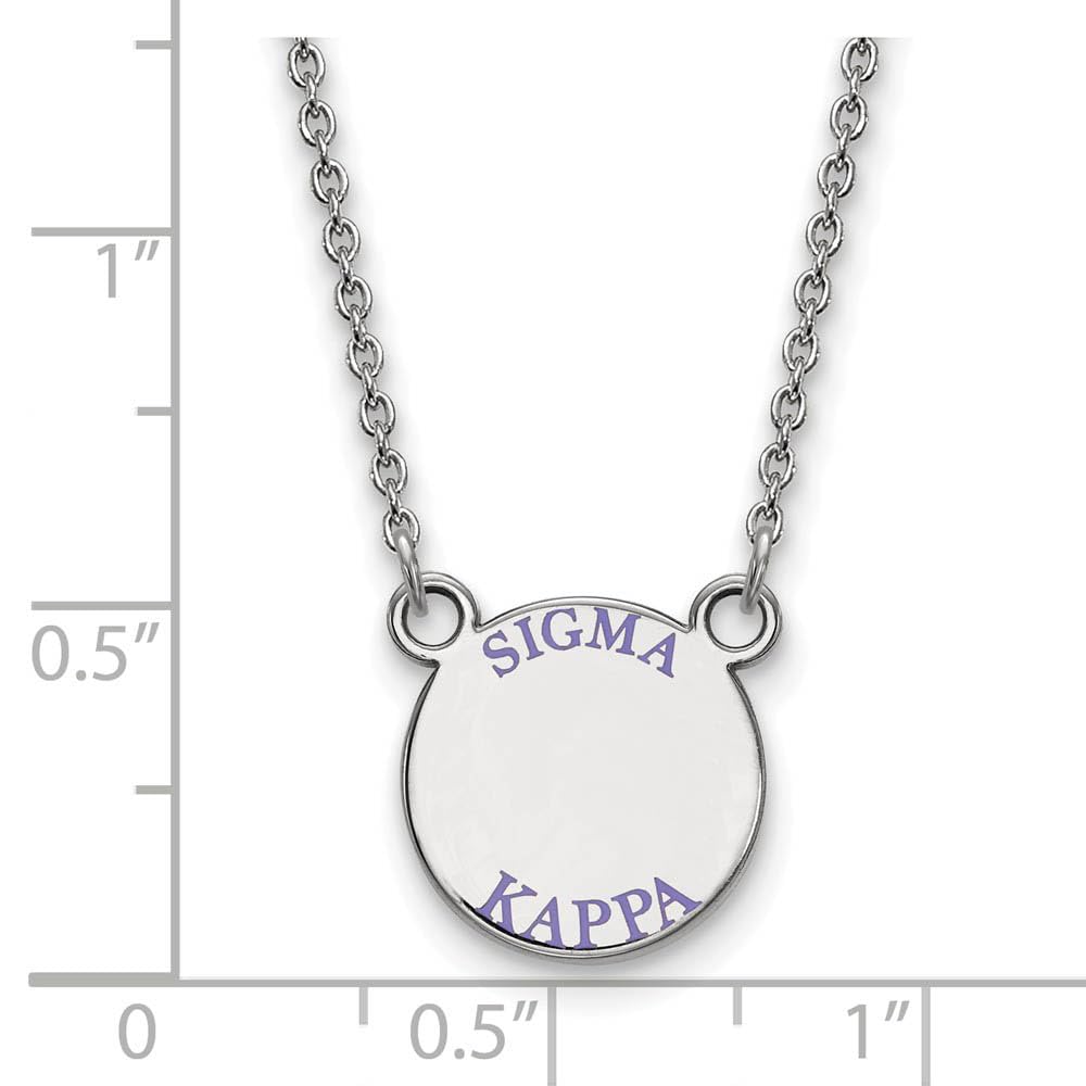Sterling Silver 18in Official Licensed Greek Sororities Sigma Kappa (??) XS Enamel Pendant w/Necklace