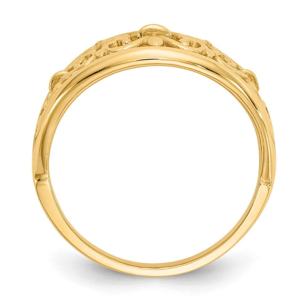 14K Fleur-De-Lis Tapered Ring Size 7