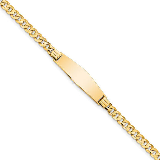 14K Soft Diamond Shape Curb Link ID Bracelet 8  inches