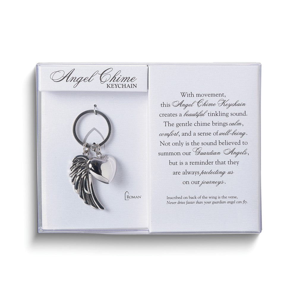 Angel Wing and Heart Chime Keychain