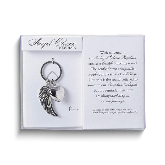 Angel Wing and Heart Chime Keychain