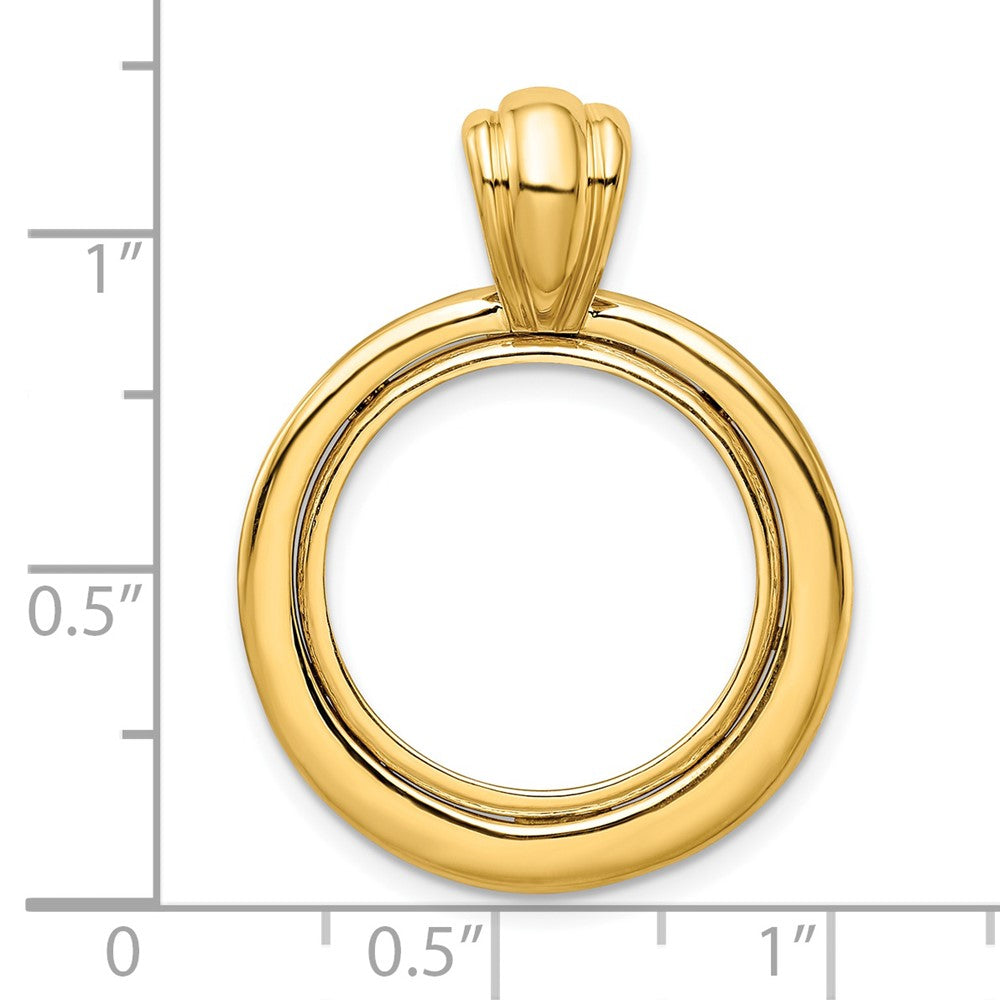 Wideband Distinguished Coin Jewelry 14k Polished Concentric Circle 17.8mm Prong Coin Bezel Pendant