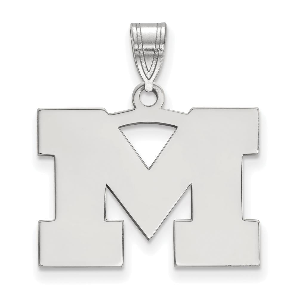Sterling Silver Rhodium-plated LogoArt University of Michigan Letter M Medium Pendant Q-SS003UM