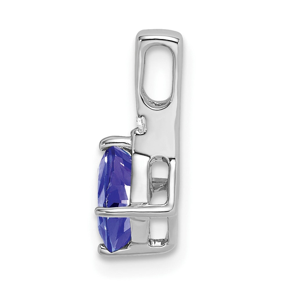 14k White Gold Cushion Tanzanite and Diamond Pendant