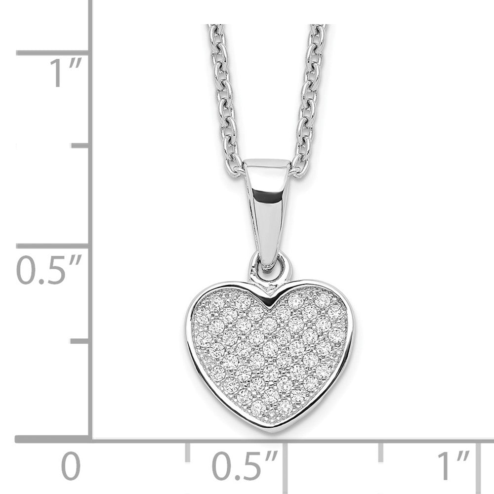 Brilliant Embers Sterling Silver Rhodium-plated 44 Stone 18 inch Micro Pav‚ CZ Heart Necklace with 2 Inch Extender 18 Inches