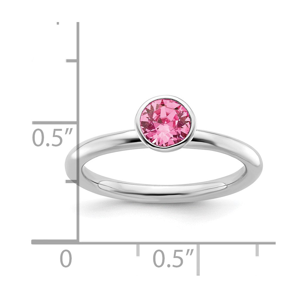 Sterling Silver Stackable Expressions High 5mm October Crystal Ring Size -5