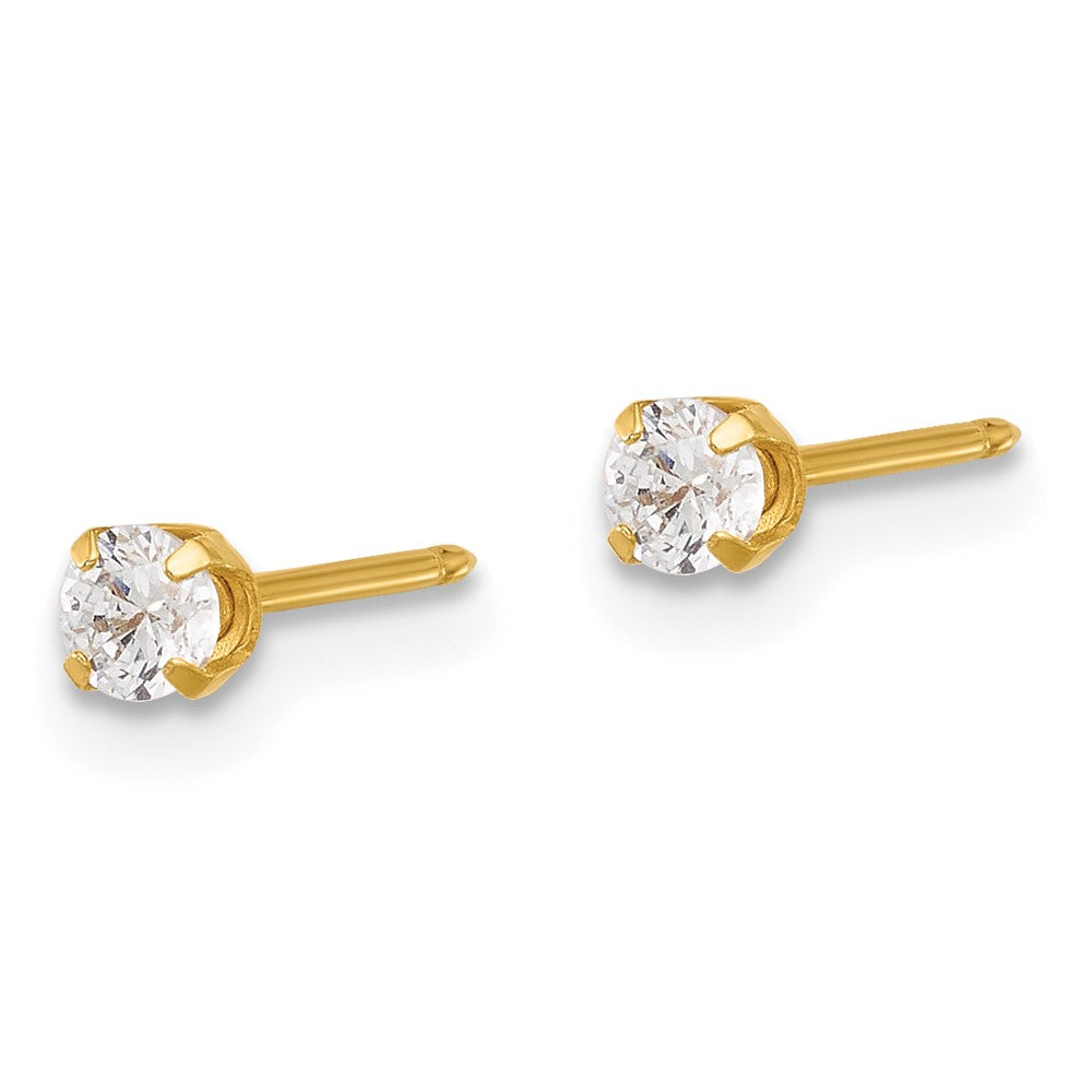 Inverness 14K Polished 3mm CZ Short Post Piercing Earrings